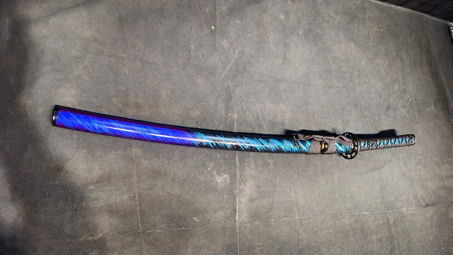 Blade of Fire(T10forging)Covered with soil and burned to create blade flame patternskatana ,katana