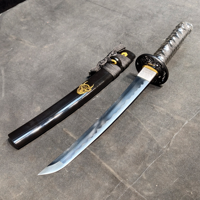 Devil's knife(Spring steel forged) black quenched,katana ,short knife