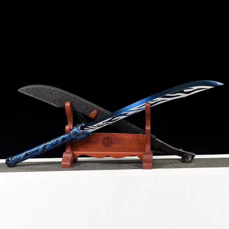 Dragon head broadsword(Manganese steel high-temperature paint-baked blue engraving process)