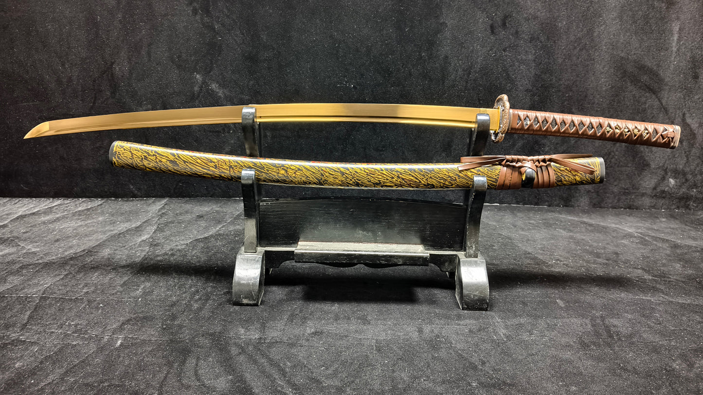 golden warrior(Spring steel forging process quenching gold)katana