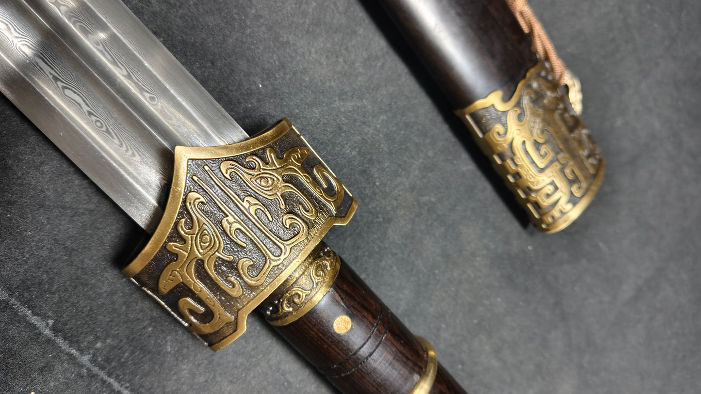 King Sword(Patterned steel forged ebony sheath with nice texture)sword