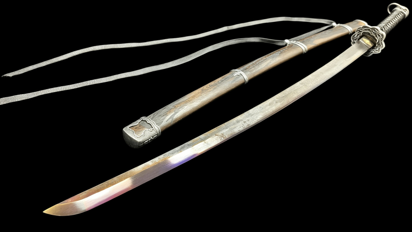 Sekiro Shadows Die Twice Undying Blade, Bite the Moon & Open Gate Katana, Full Tang Forged 5160 Spring Steel, Sharp Blade, Vintage Finished Version