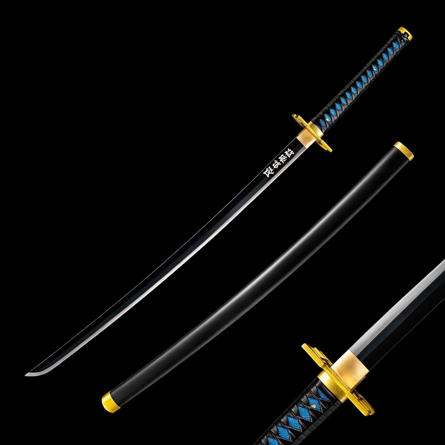 Demon Slayer Muichiro Tokito Nichirin Sword, Full Tang Forged 1095 High Carbon Steel, Black Blade Version, Sharp Blade