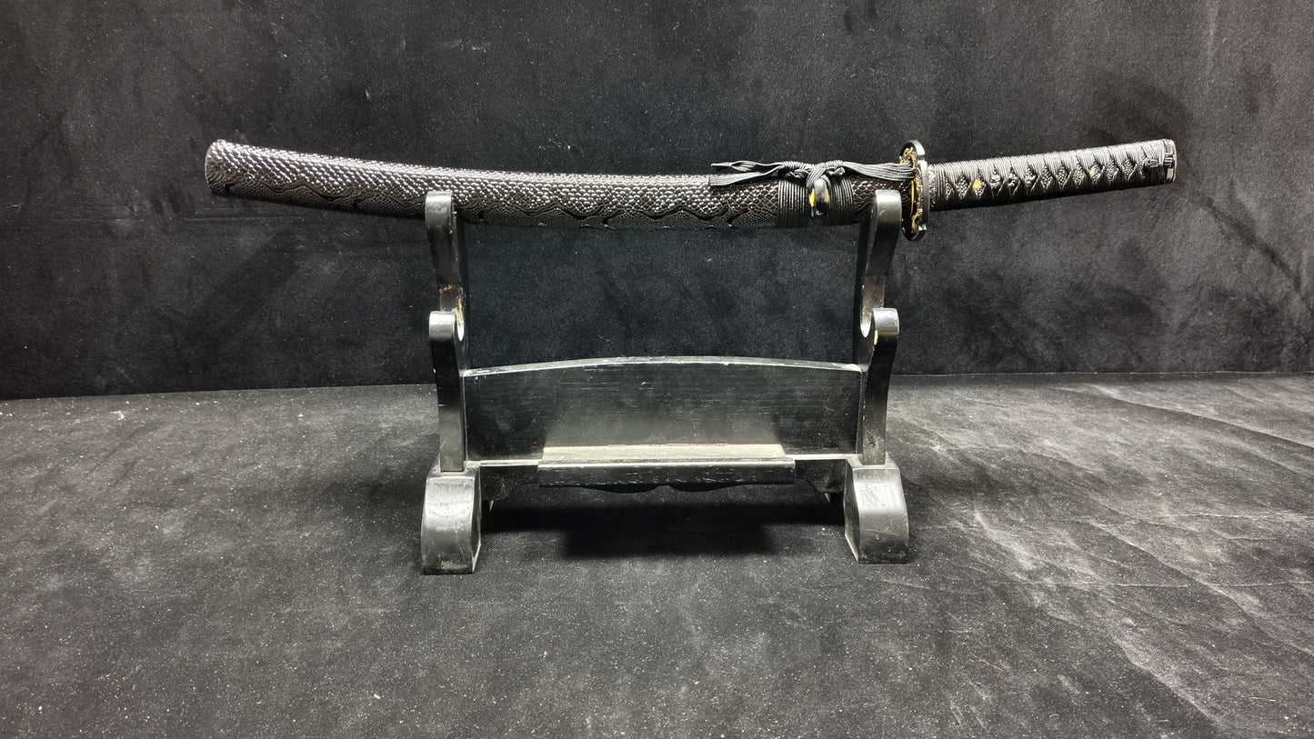 T10 forging process, burnt blade, quenched black(A8)katana,Wakizashi