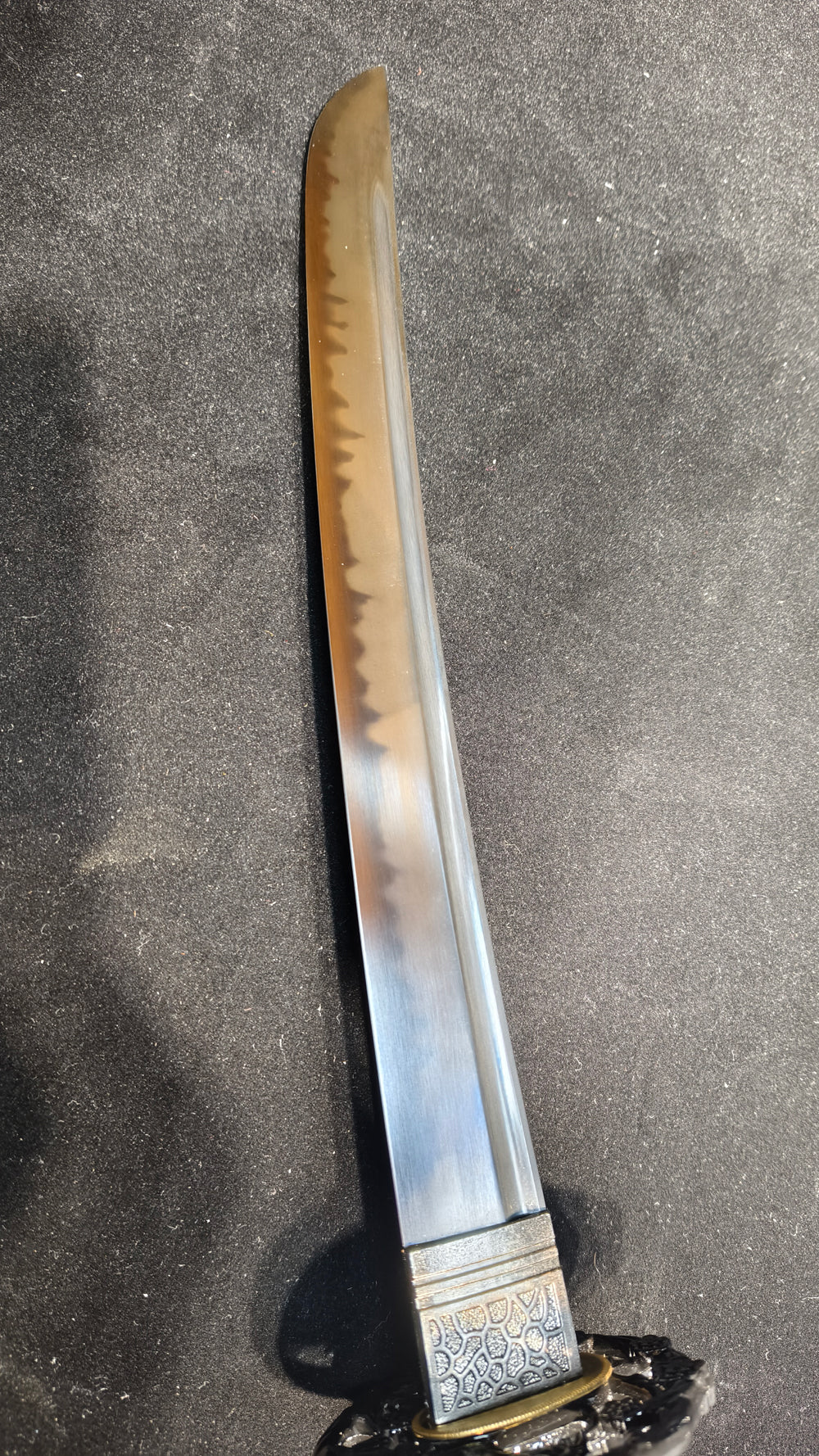 TI0 (covered with soil and burned to create the ripple pattern of the blade) Quenched Black,katana,