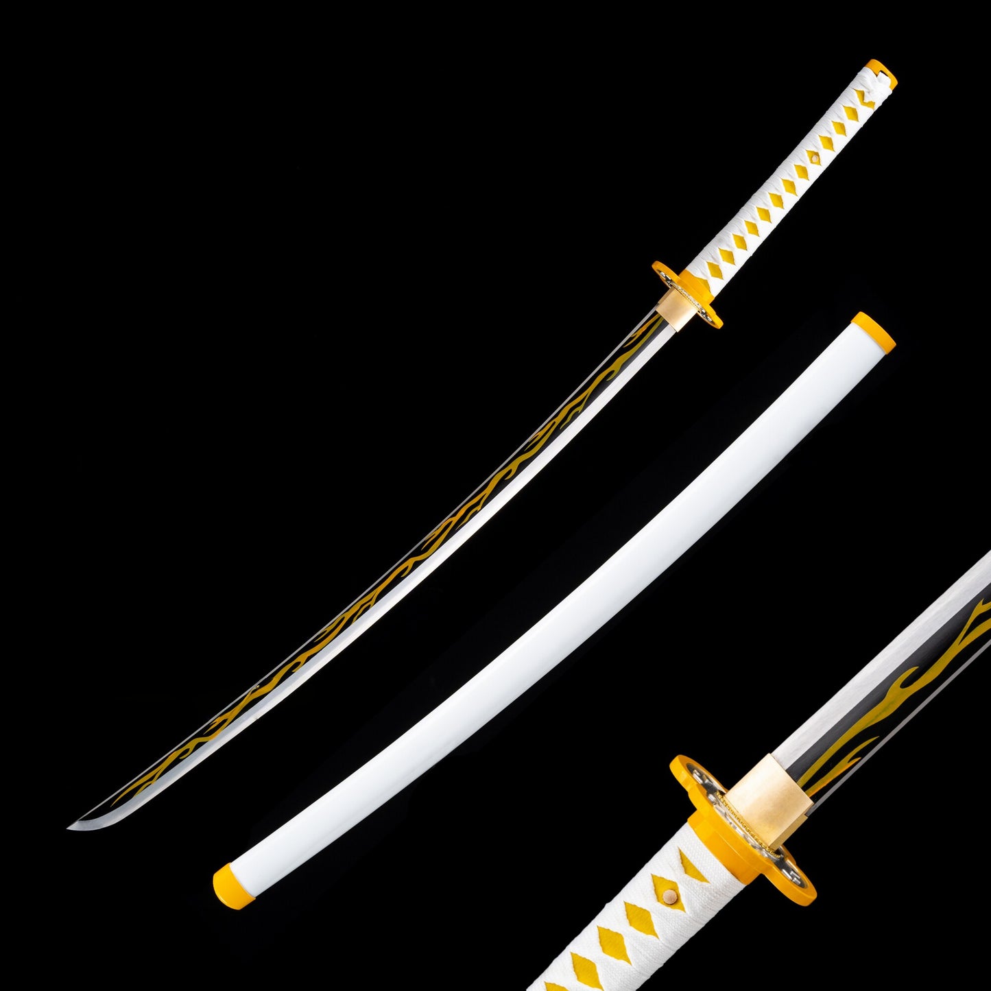 Demon Slayer Zenitsu Agatsuma Nichirin Sword, Full Tang Forged 1095 High Carbon Steel, Sharp Blade
