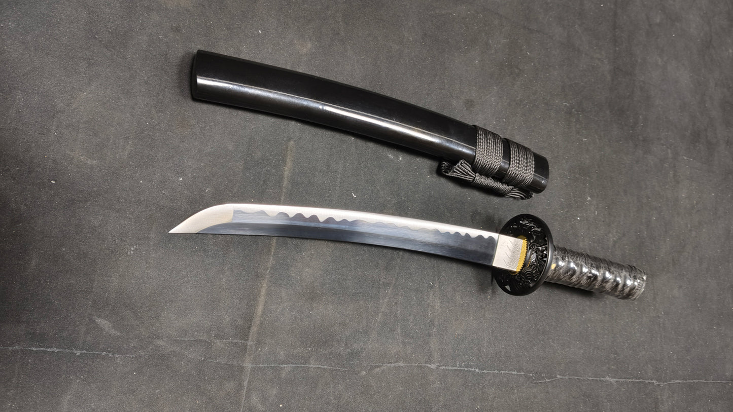 Devil's knife(Spring steel forged) black quenched,katana ,short knife