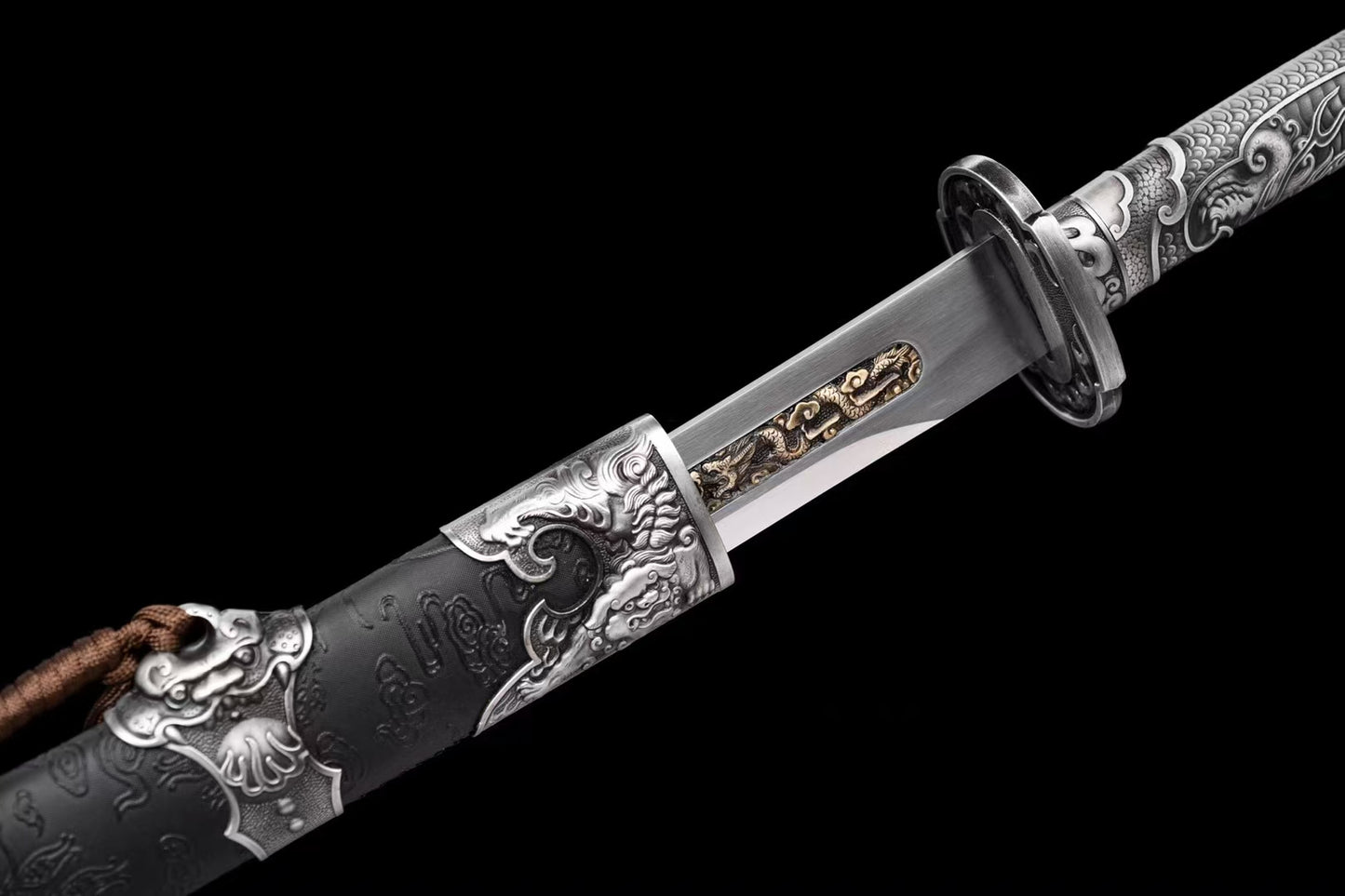 Dragon carving waist knife lion king knife狮王浮龙雁翎刀