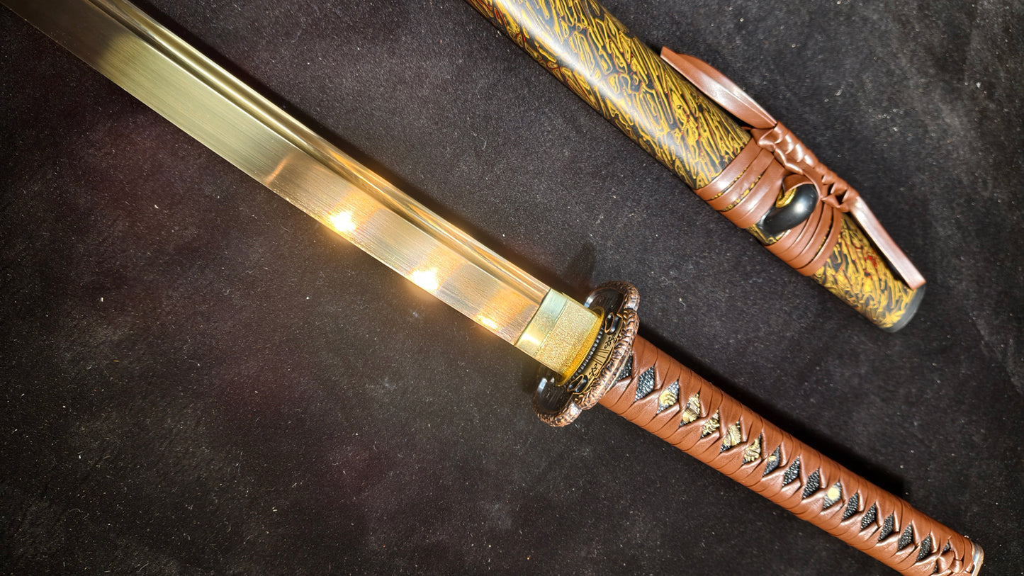 golden warrior(Spring steel forging process quenching gold)katana