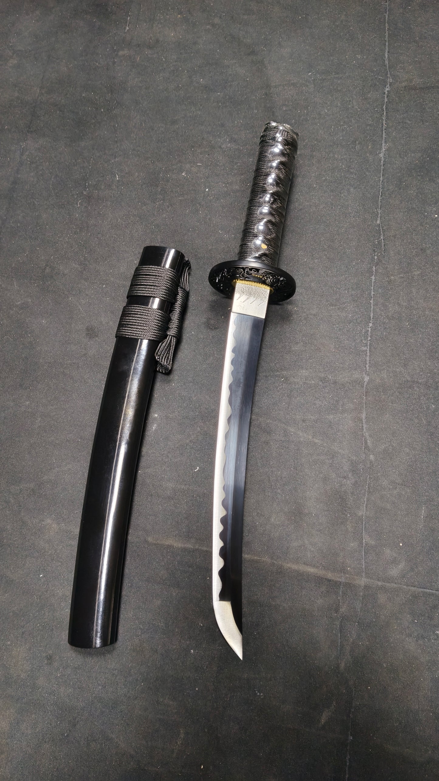 Devil's knife(Spring steel forged) black quenched,katana ,short knife