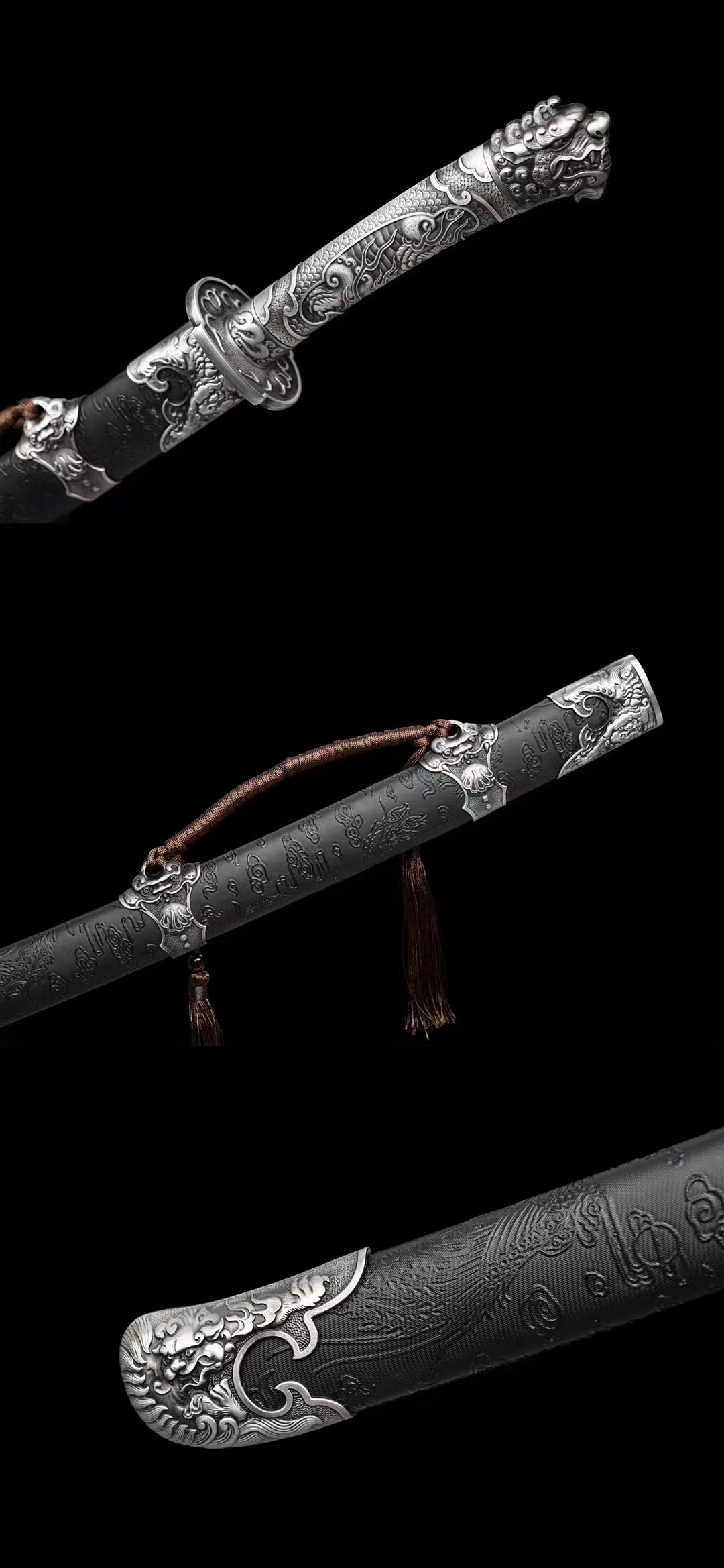 Dragon carving waist knife lion king knife狮王浮龙雁翎刀