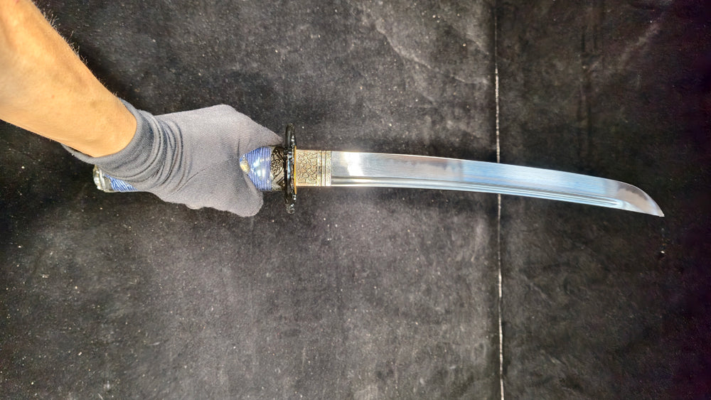TI0 (covered with soil and burned to create the ripple pattern of the blade) Quenched Black,katana,