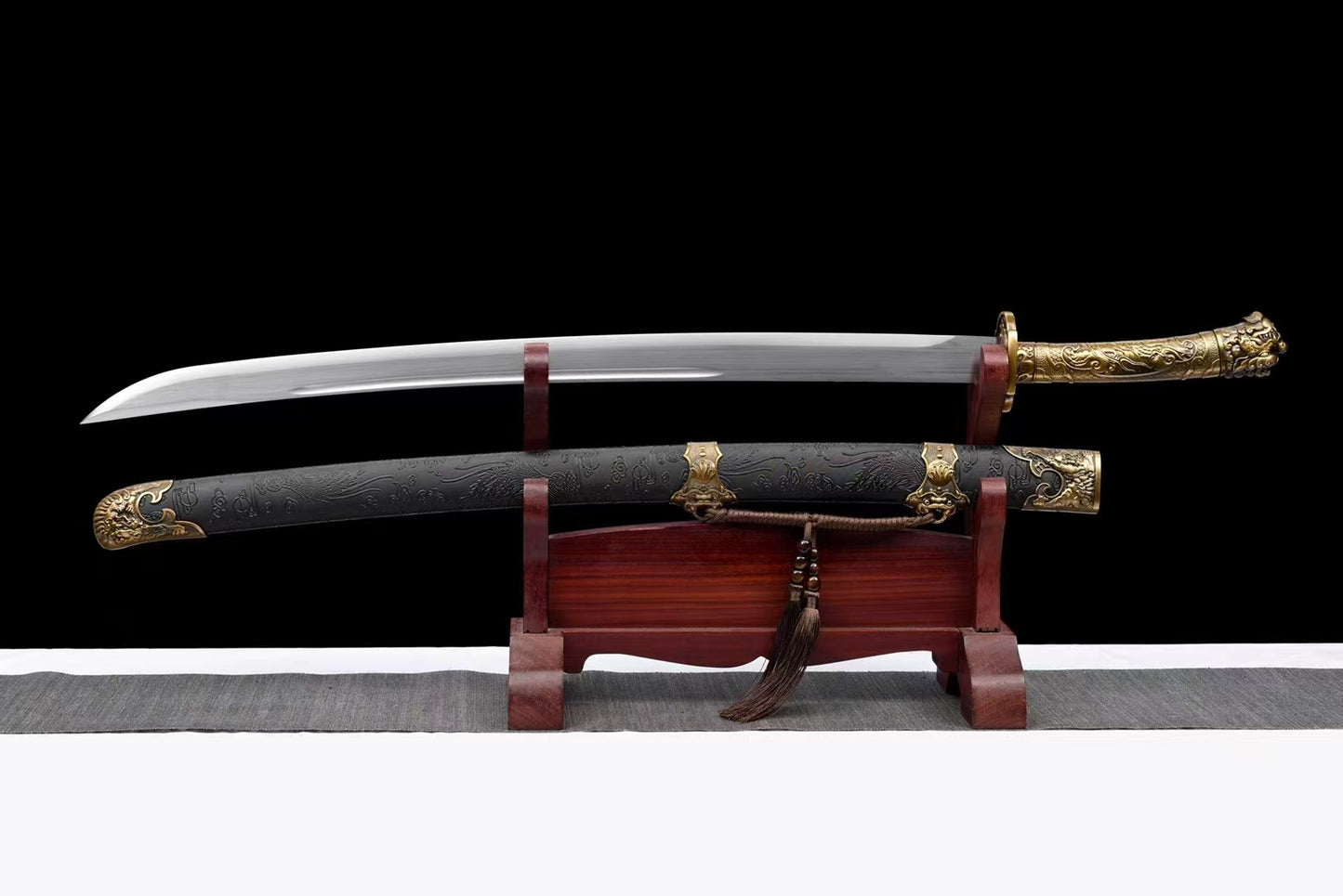 Carved ancient dragon waist knife lion king knife integrated handle金焱