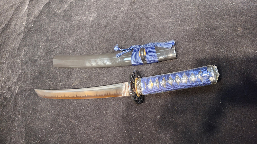 TI0 (covered with soil and burned to create the ripple pattern of the blade) Quenched Black,katana,