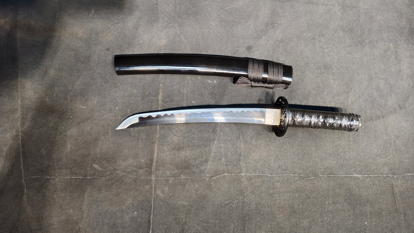 Devil's knife(Spring steel forged) black quenched,katana ,short knife