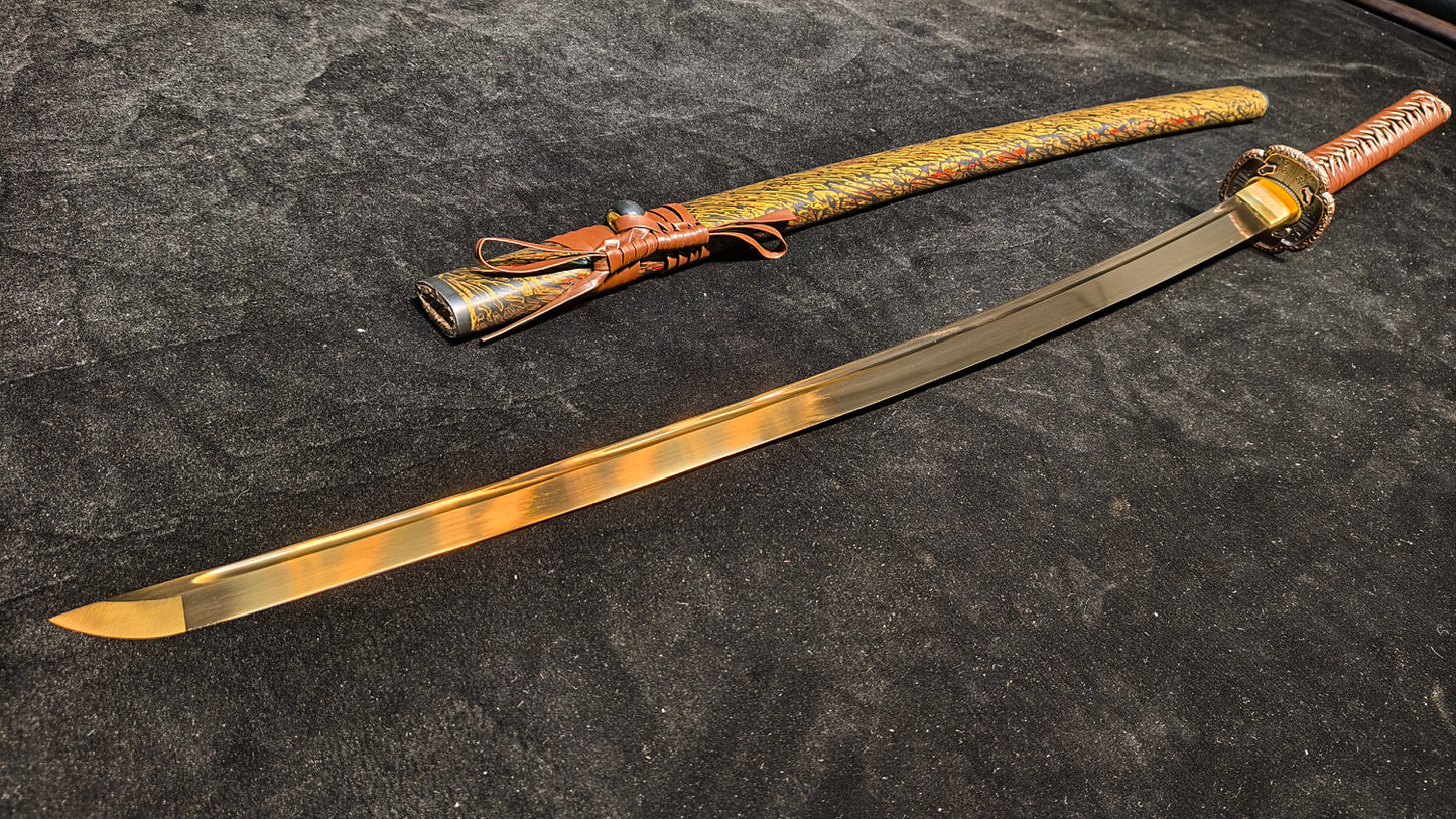 golden warrior(Spring steel forging process quenching gold)katana