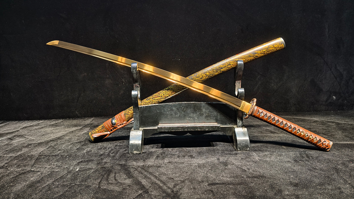 golden warrior(Spring steel forging process quenching gold)katana