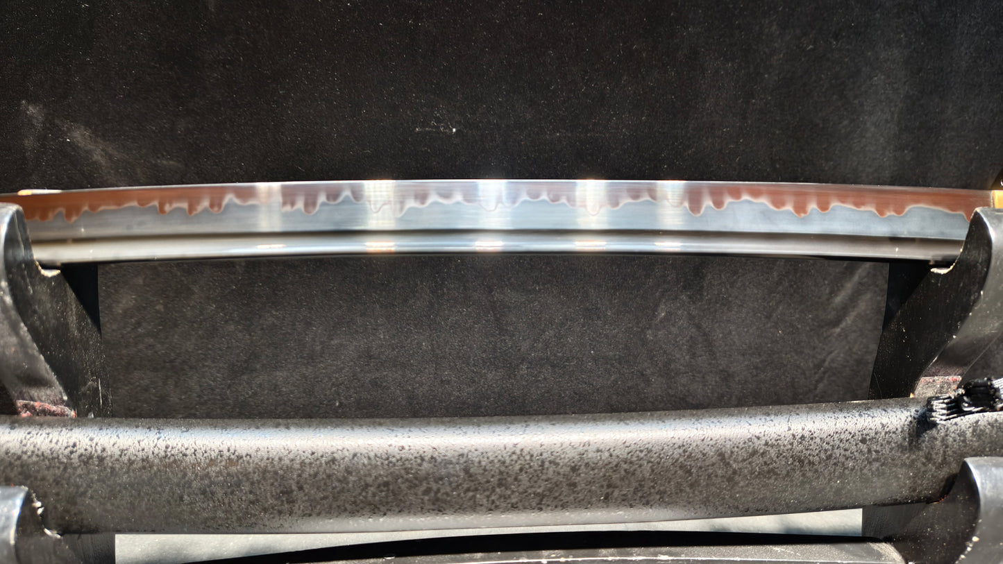 (T10 covered soil burnt blade quenched black)katana