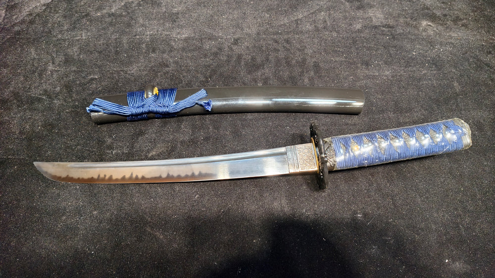 TI0 (covered with soil and burned to create the ripple pattern of the blade) Quenched Black,katana,