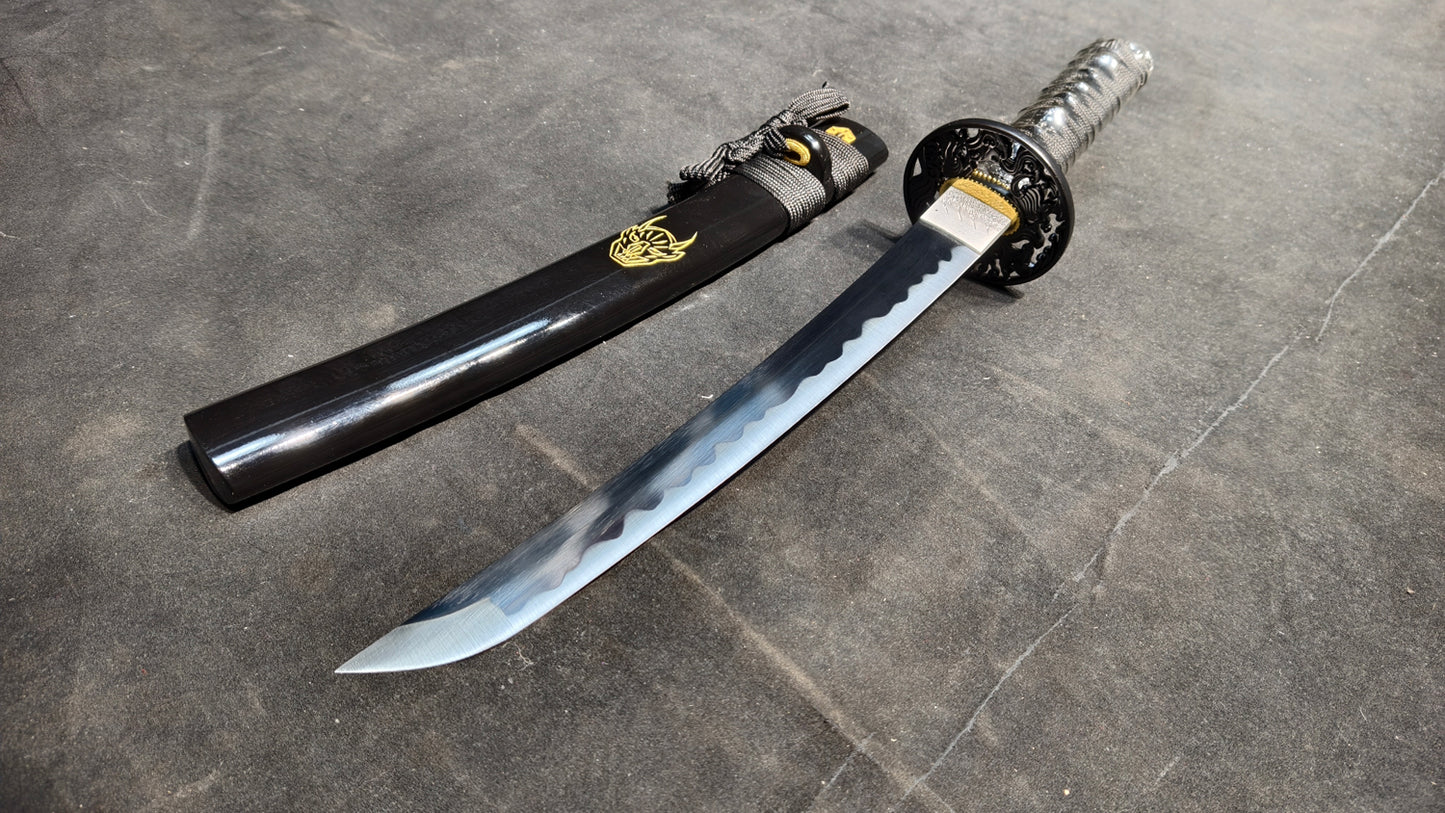 Devil's knife(Spring steel forged) black quenched,katana ,short knife
