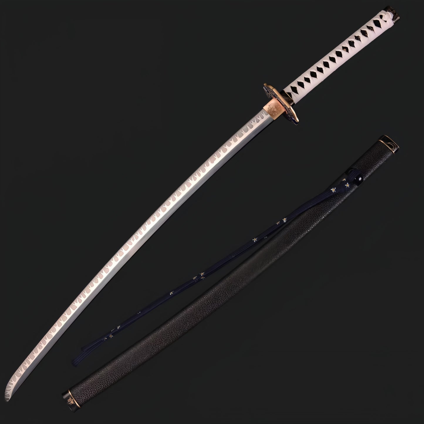 Yamato Katana, Devil May Cry 5 Vergil Sword, Full Tang Forged T10 High Carbon Steel, Mirror Polished Sharp Blade, Copper Fittings, Real Habaki