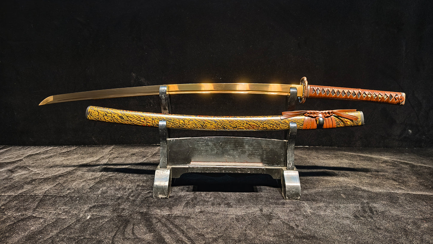 golden warrior(Spring steel forging process quenching gold)katana