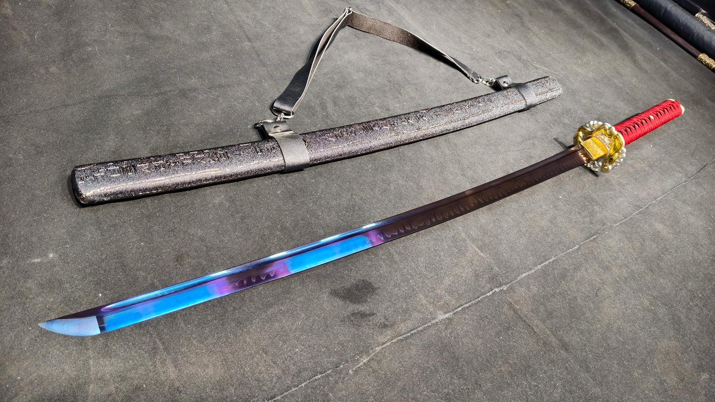 Purple Phantom Assassin(T10 covers the soil and burns the blades to form a ripple pattern, quenching purple color)katana