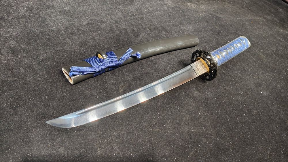TI0 (covered with soil and burned to create the ripple pattern of the blade) Quenched Black,katana,
