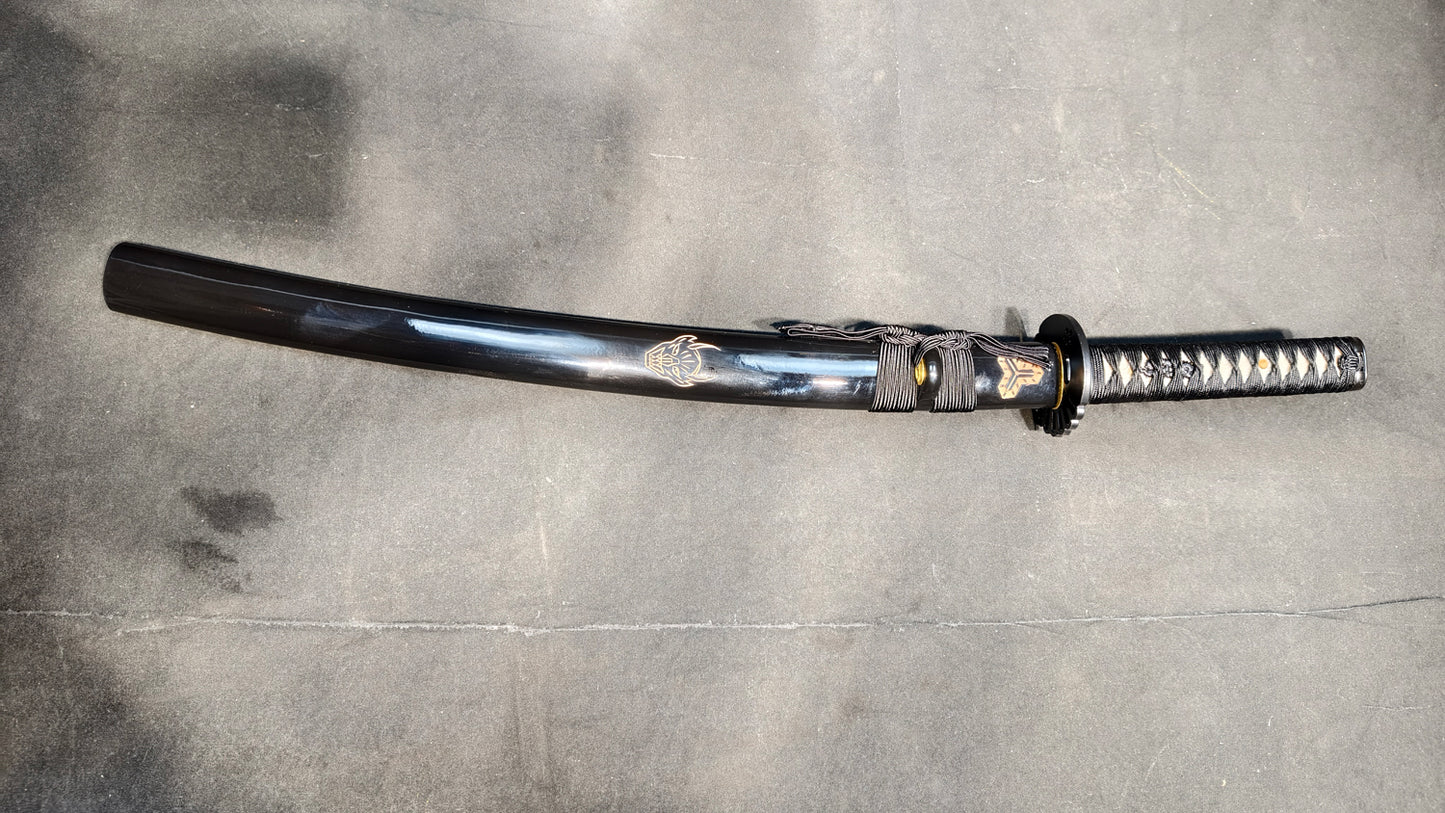 Black blade magic knife(T10 covers the soil and burns the blade to form ripples, quenched black)katana