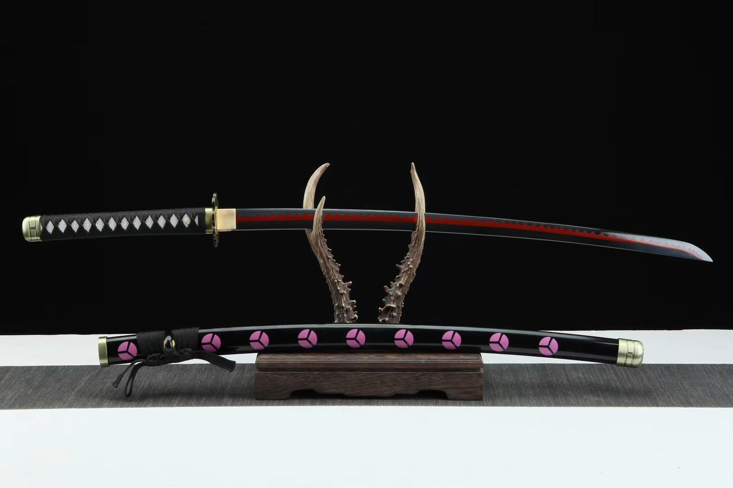 Manganese steel forging process,One Piece,Roronoa Zoro,katana,SWORD,(A32)Black Blade Autumn Water