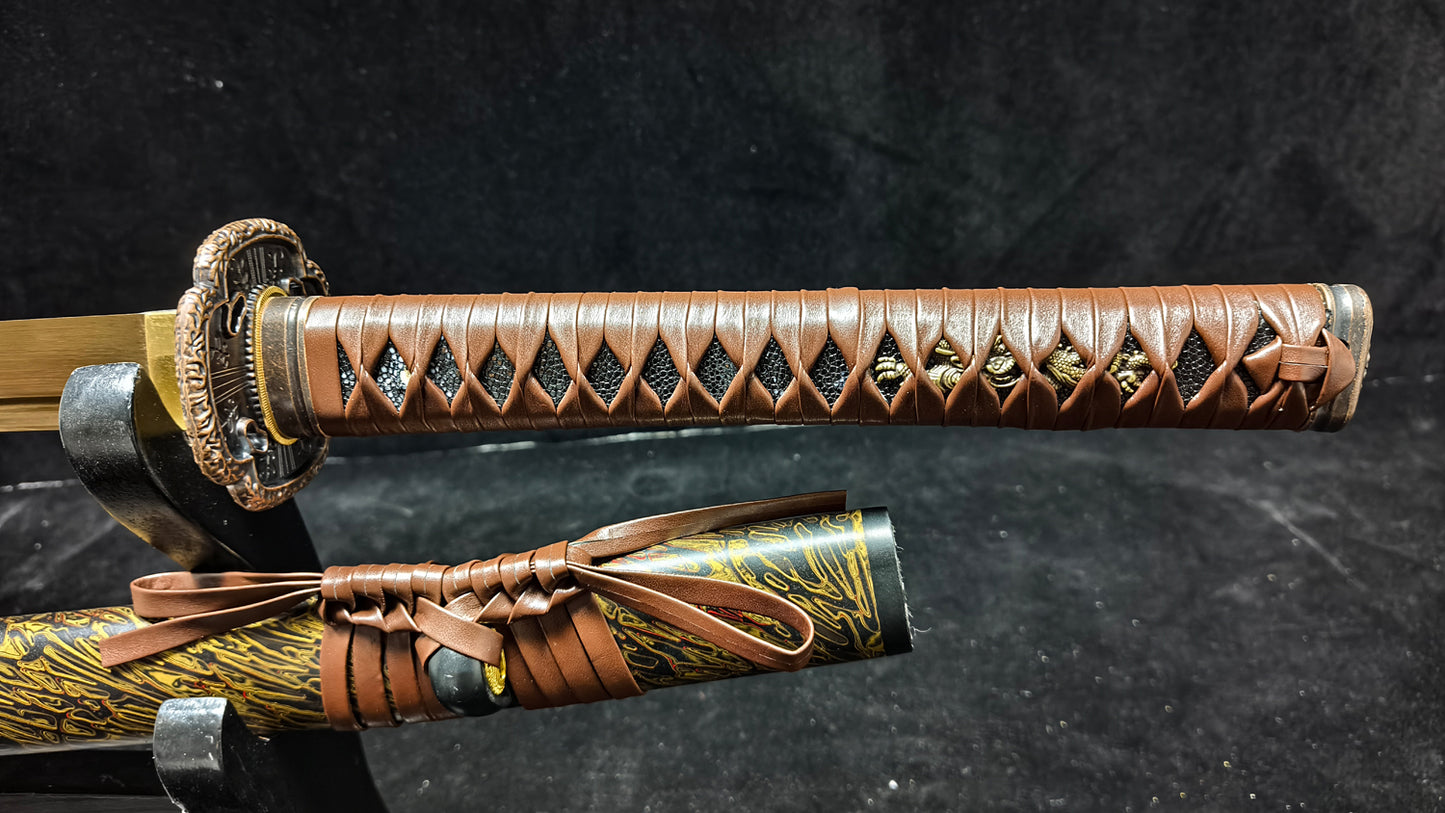 golden warrior(Spring steel forging process quenching gold)katana