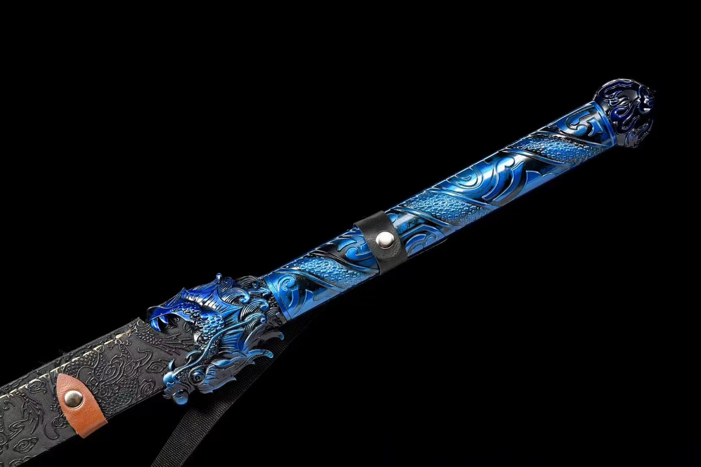 Dragon head broadsword(Manganese steel high-temperature paint-baked blue engraving process)