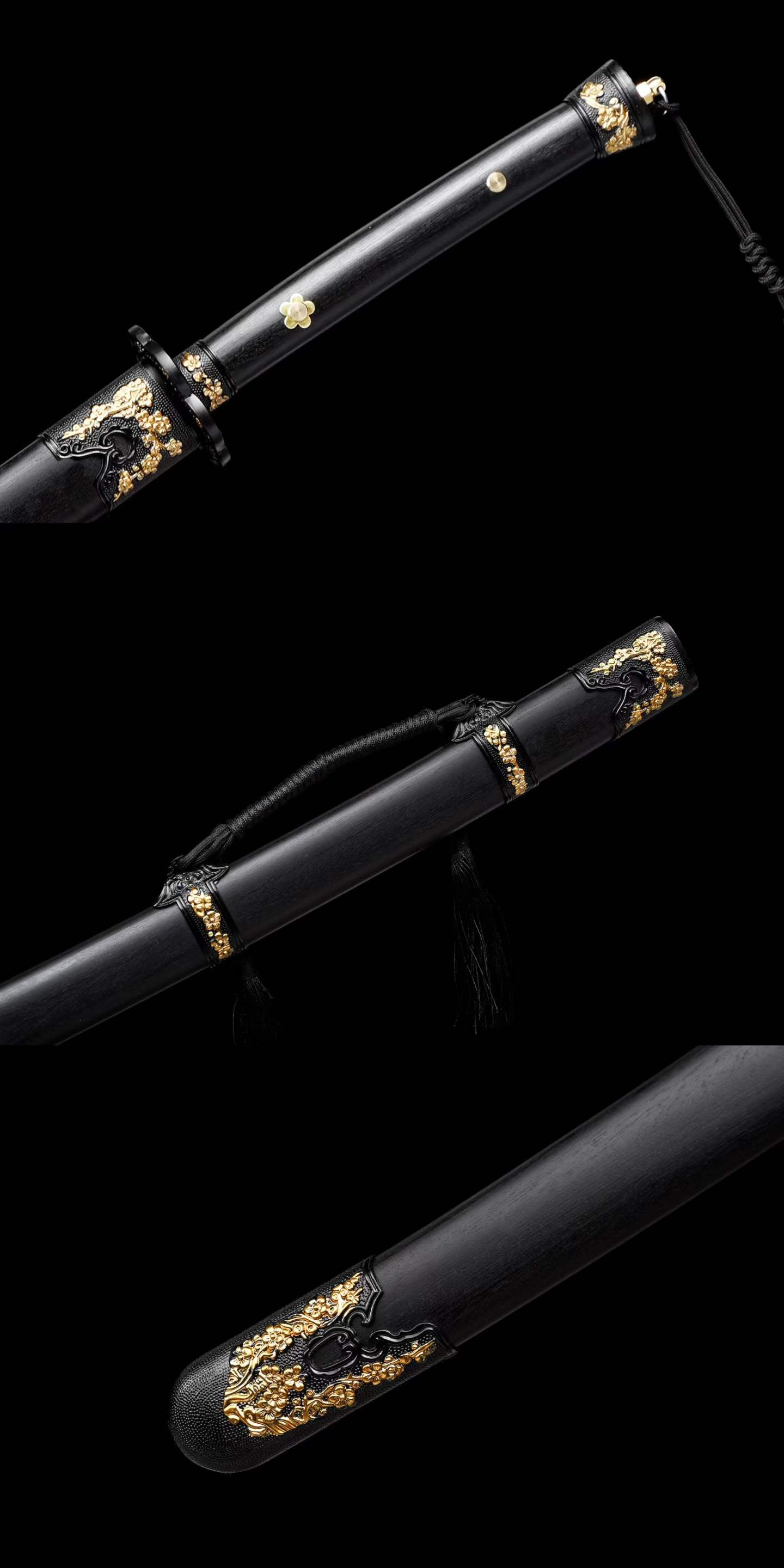 Integrated Full Tang High Manganese Steel Forged Jinyiwei Saber with Dragon Pattern Blade, Collectible Display Ornament
