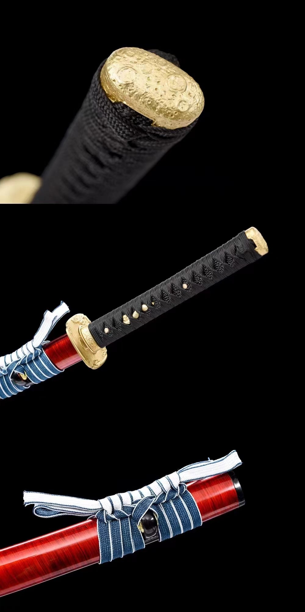 red moon(Pattern steel forged, stone washed pattern circle pattern)katana