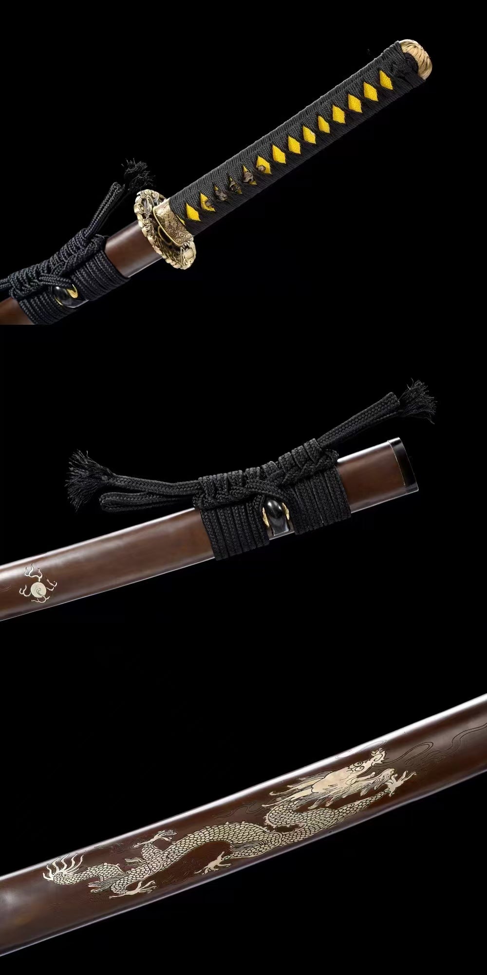 Dragon out of the sea of clouds(Pattern steel forging process)katana,(B90)