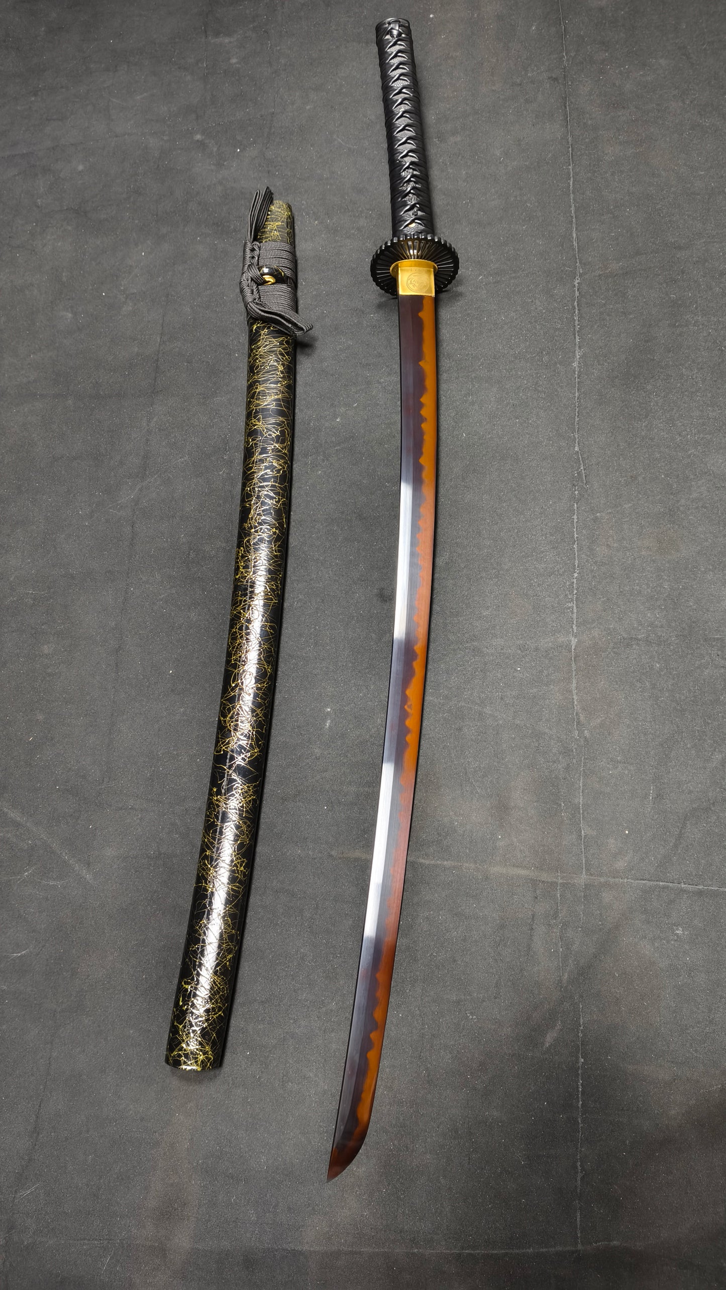 Lotus Prince(Medium carbon steel forging) quenched black, quenched red,katana