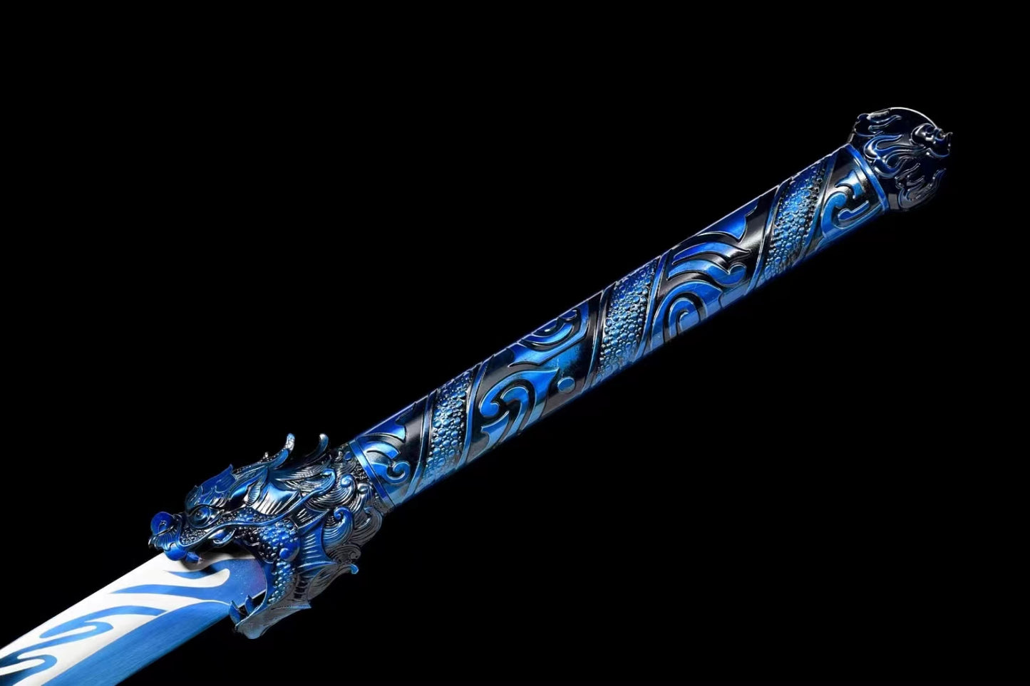Dragon head broadsword(Manganese steel high-temperature paint-baked blue engraving process)