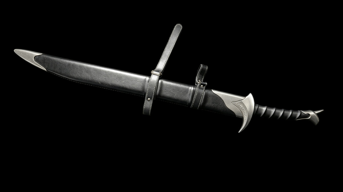 Full Tang 60Si2Mn Spring Steel Orc‑crist Sword Replica, Sharp Blade, Stainless Steel Fittings, Lord of The Rings Elven Sword with Leather‑Wrapped Scabbard Fantasy Collectible