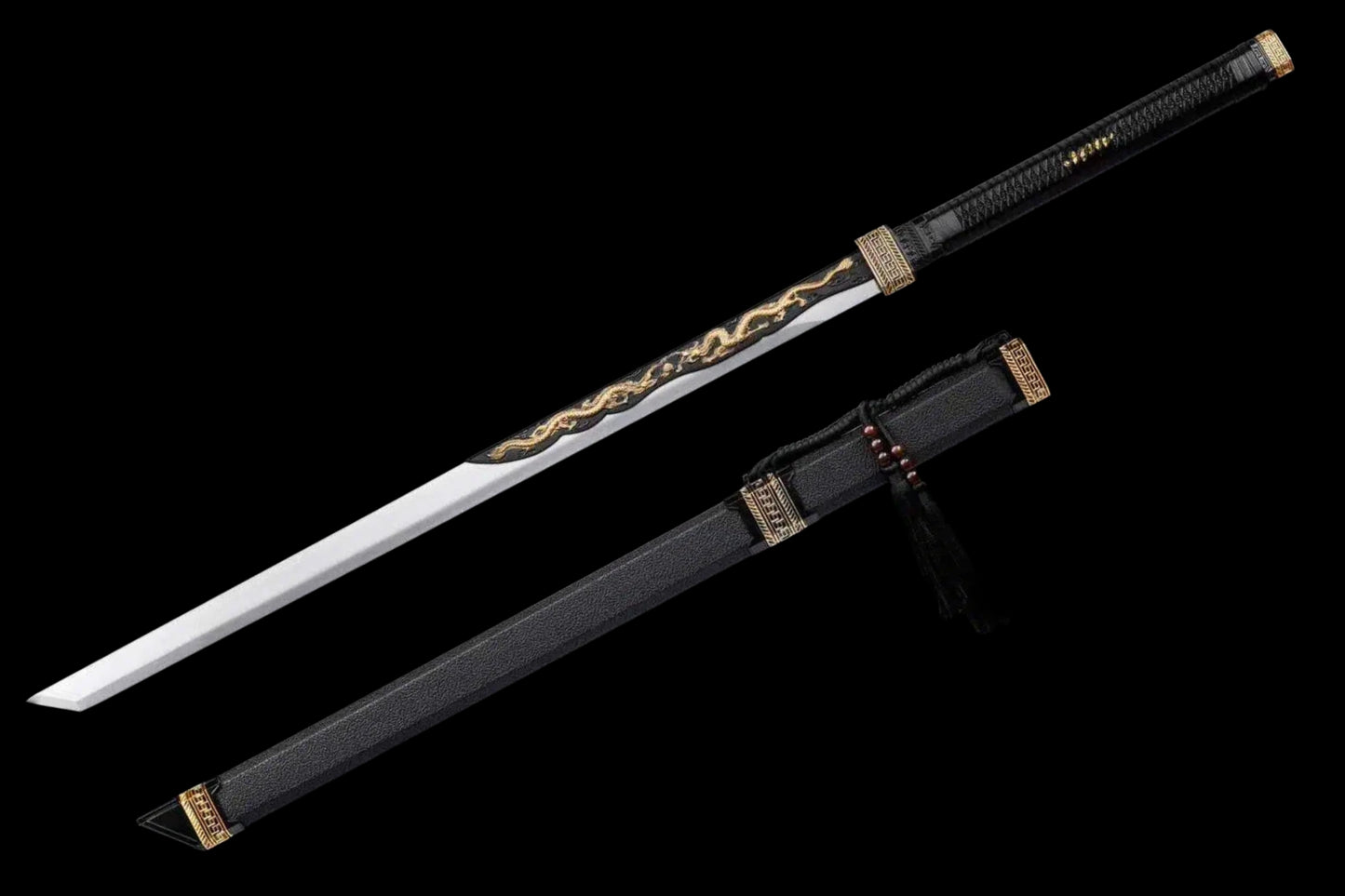 Integrated Full Tang High Manganese Steel Xingchen Dao, Zhao Kongcheng Replica From Slay The Gods, Sharp Blade, Alloy Fittings Solid‑Wood Artificial Leather‑Wrapped Scabbard, Wood Cord‑Wrapped Handle Anime Collectible Sword