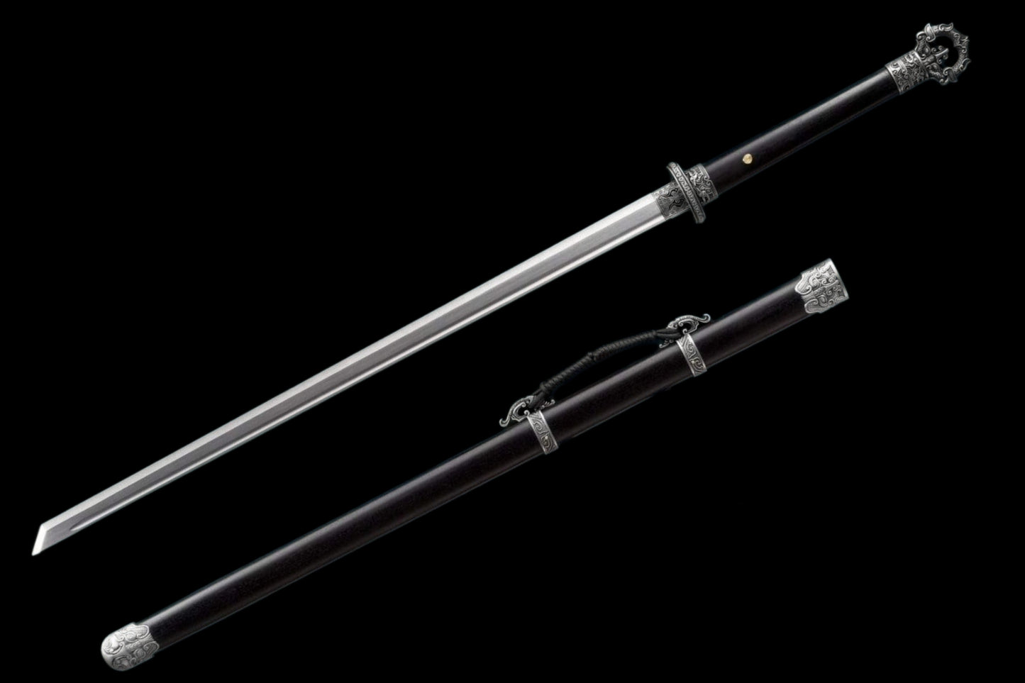 Cold‑Shadow Tang Sword, Full Tang High‑Manganese Steel Forged Sharp Blade, Premium Dragon‑Phoenix Hardwood Handle And Scabbard, Collectible Display Sword