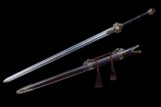 Xuan Heng Sword, Forged Damascus Steel Blade, Pure Copper Fittings, Premium Ebony Wood Handle and Scabbard, Chinese Mythical Taoist Collectible Sword