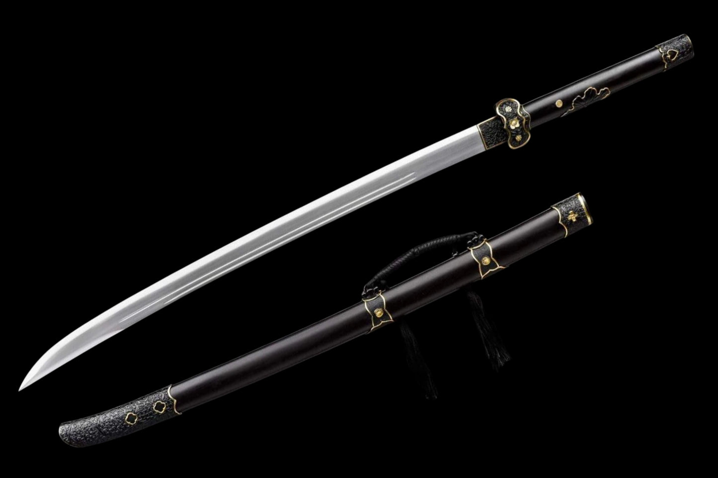 Luoying Ding Baiying Yanling Dao, Full Tang Sharp Blade, High‑Manganese Steel, Premium Dragon‑Phoenix Hardwood Handle & Scabbard, Movie Replica Wuxia Collectible Sword