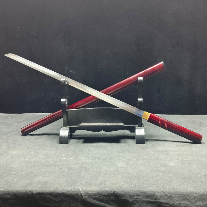 red stick（Medium carbon steel, clay-covered burnt blade）katana ，red，Ninja Sword