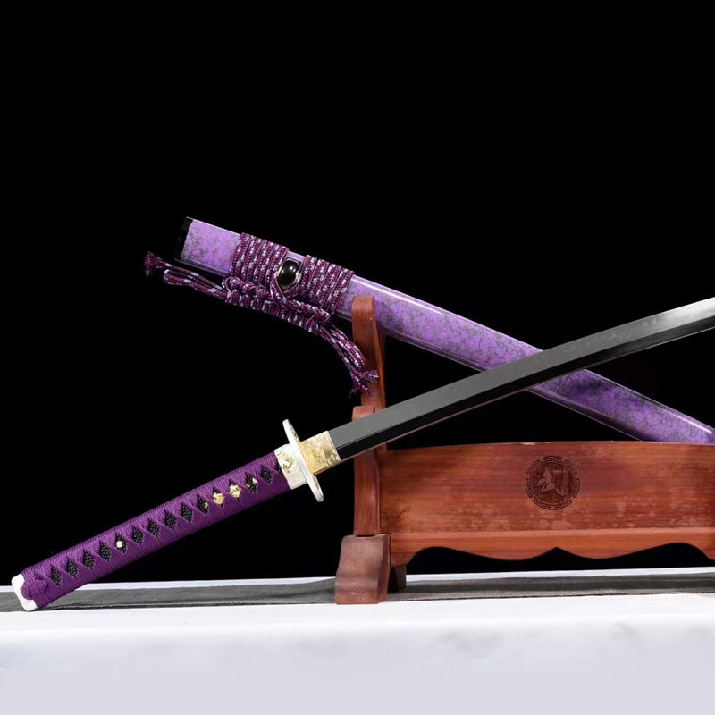 Purple Devil ,T10 covers the soil and burns the blade（18 grinding steps, mirror grinding, ）katana