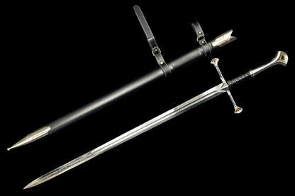 Lord of the Rings Aragorn Narsil Sword, Full Tang 65 Manganese Steel Forged Sharp Blade, High-Gloss Stainless Steel Fittings Real Sword