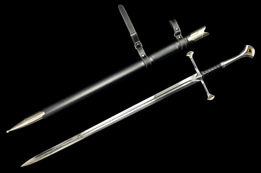 Lord of the Rings Aragorn Narsil Sword, Full Tang 65 Manganese Steel Forged Sharp Blade, High-Gloss Stainless Steel Fittings Real Sword