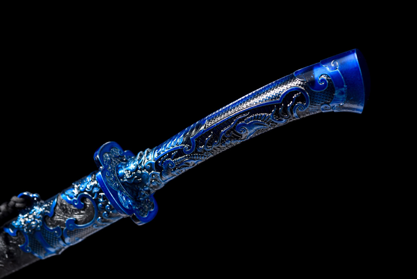 Integrated Full Tang Manganese Steel Forged Blue Surface Pattern Xiu Chun Dao, Metal Handle Solid Wood PU Scabbard Ming Jinyiwei Style Collectible Saber