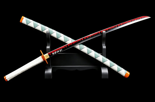 Demon Slayer Kyojuro Rengoku Nichirin Sword, Full Tang Forged 1095 High Carbon Steel, Sharp Blade
