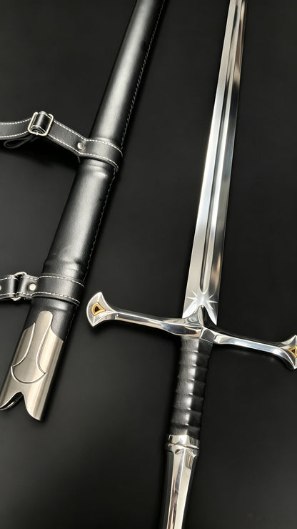 Lord of the Rings Aragorn Narsil Sword, Full Tang 65 Manganese Steel Forged Sharp Blade, High-Gloss Stainless Steel Fittings Real Sword