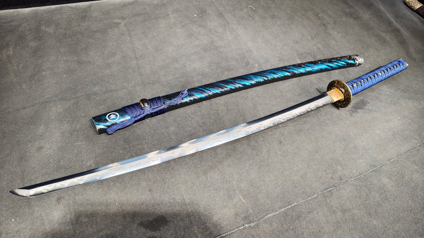 blue fighter（T10 earth covering and burning knife process）katana